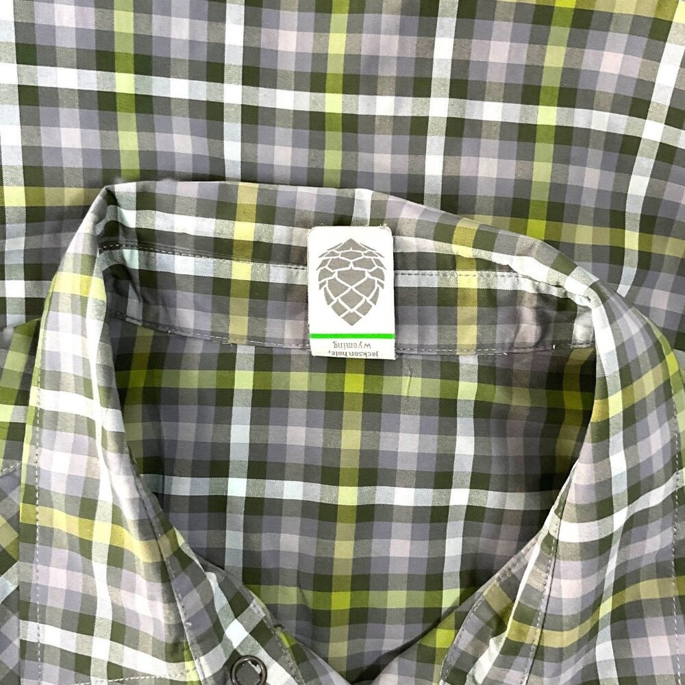 Stio Eddy Tech Shirt Mens Medium Green Plaid Long Sleeve Pearl Snap UPF 50+ - Picture 7 of 13